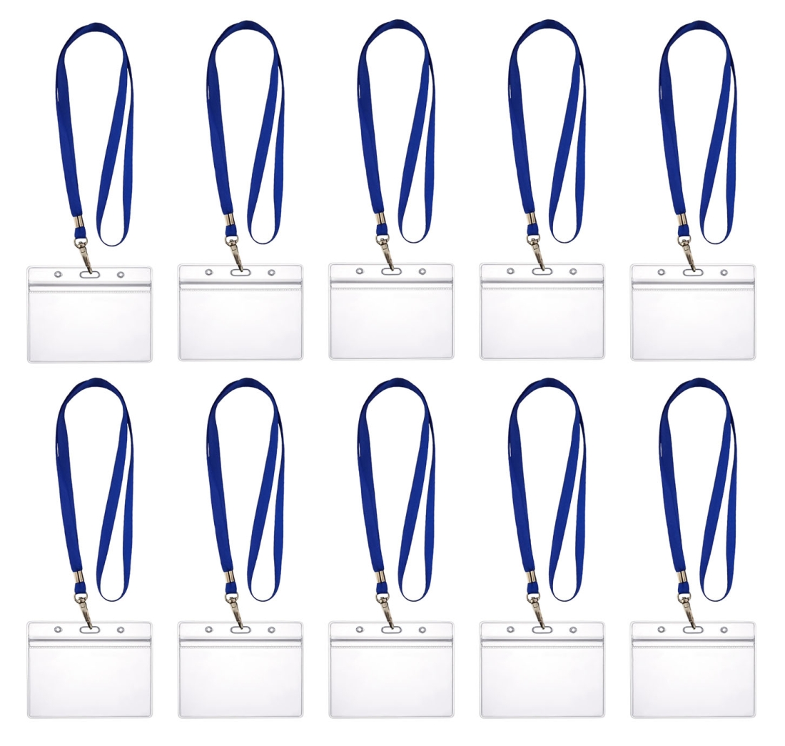 10 x Lanyard Umhängeband mit 10x Ausweishülle ZIP Kartenhalter horizontal & vertikal wasserdicht Ausweise Karten Schutzhülle 0,80mm flexibel